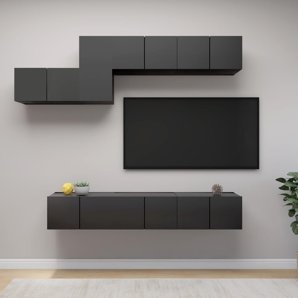 vidaXL 7 pcs conjunto de móveis de TV derivados de madeira branco