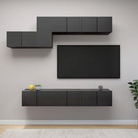 vidaXL 7 pcs conjunto de móveis de TV derivados de madeira branco