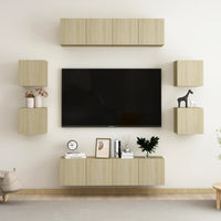 vidaXL 8 pcs conjunto de móveis de TV contraplacado branco