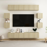 vidaXL 8 pcs conjunto de móveis de TV contraplacado branco
