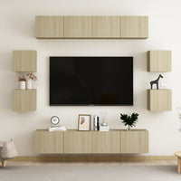 vidaXL 8 pcs conjunto de móveis de TV contraplacado branco