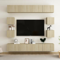 vidaXL 8 pcs conjunto de móveis de TV contraplacado branco
