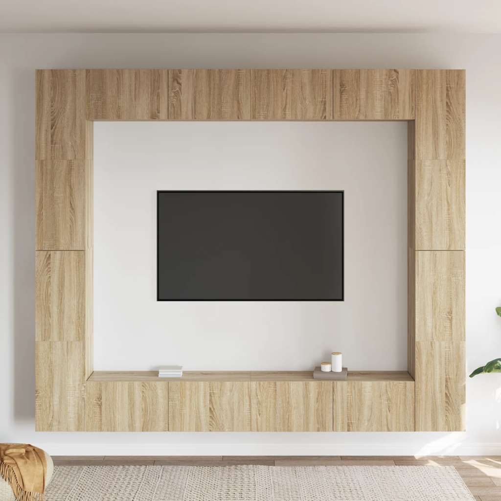 vidaXL 8 pcs conjunto de móveis de TV contraplacado branco