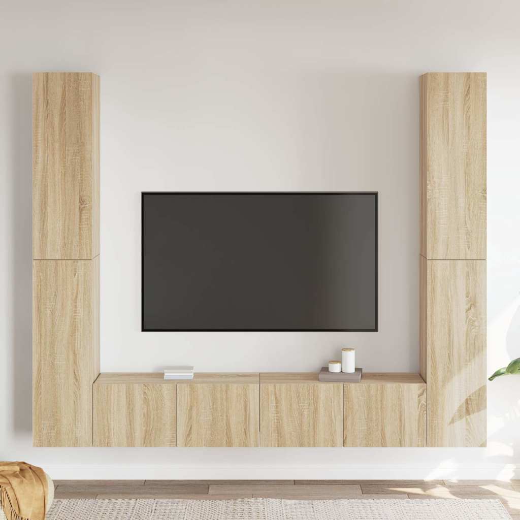 vidaXL 6 pcs conjunto de móveis de TV derivados de madeira branco