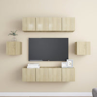 vidaXL 6 pcs conjunto de móveis de TV derivados de madeira branco