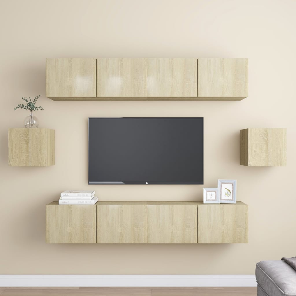 vidaXL 6 pcs conjunto de móveis de TV derivados de madeira branco