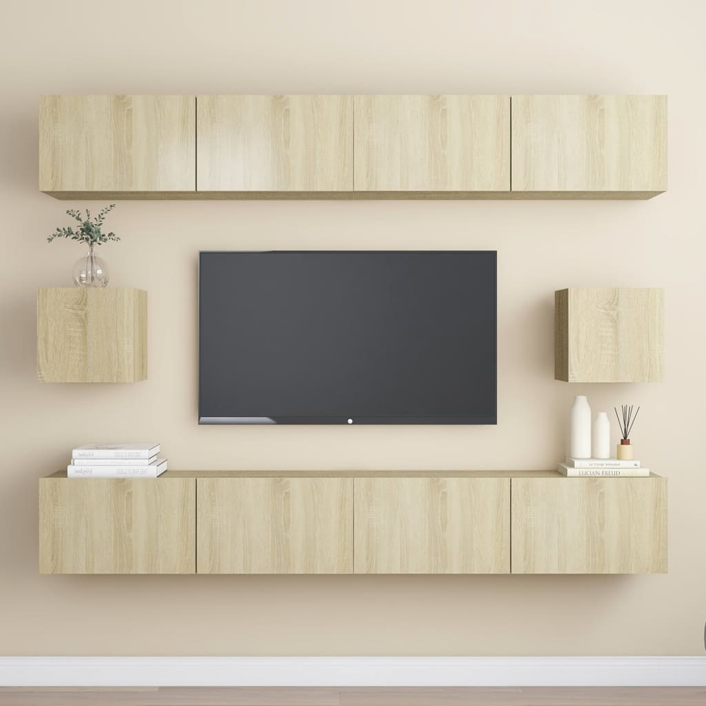 vidaXL 6 pcs conjunto de móveis de TV derivados de madeira branco