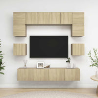 vidaXL 8 pcs conjunto de móveis de TV derivados de madeira branco