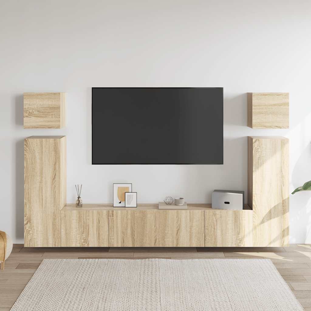 vidaXL 8 pcs conjunto de móveis de TV derivados de madeira branco