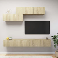 vidaXL 7 pcs conjunto de móveis de TV derivados de madeira branco