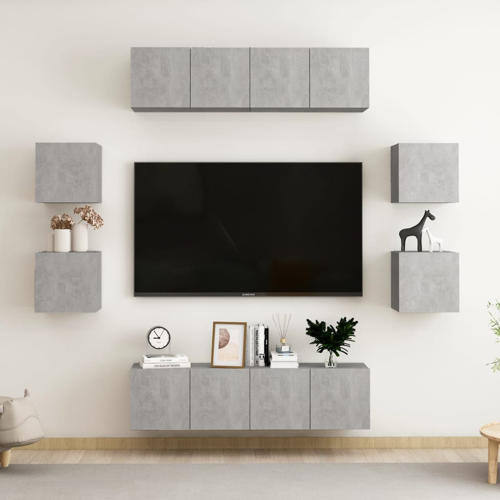 vidaXL 8 pcs conjunto de móveis de TV contraplacado branco
