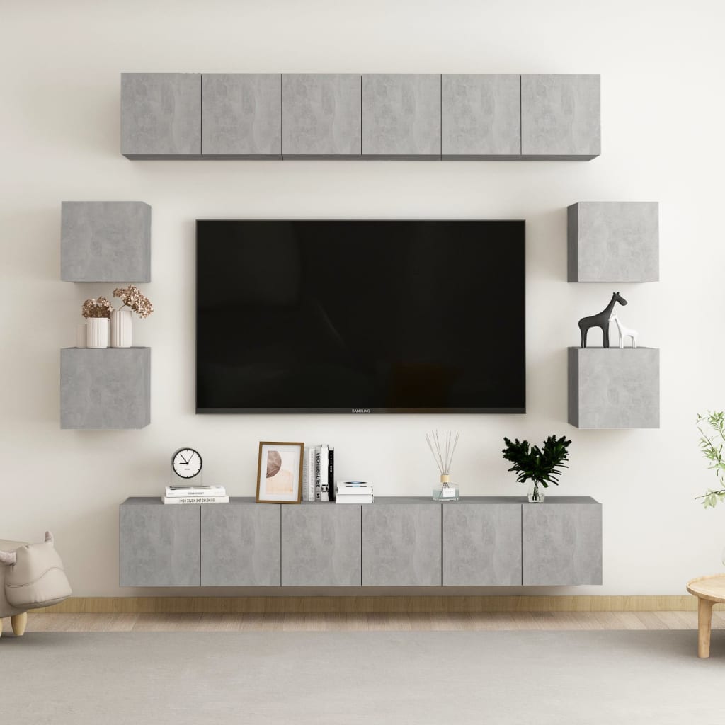vidaXL 8 pcs conjunto de móveis de TV contraplacado branco