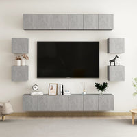 vidaXL 8 pcs conjunto de móveis de TV contraplacado branco