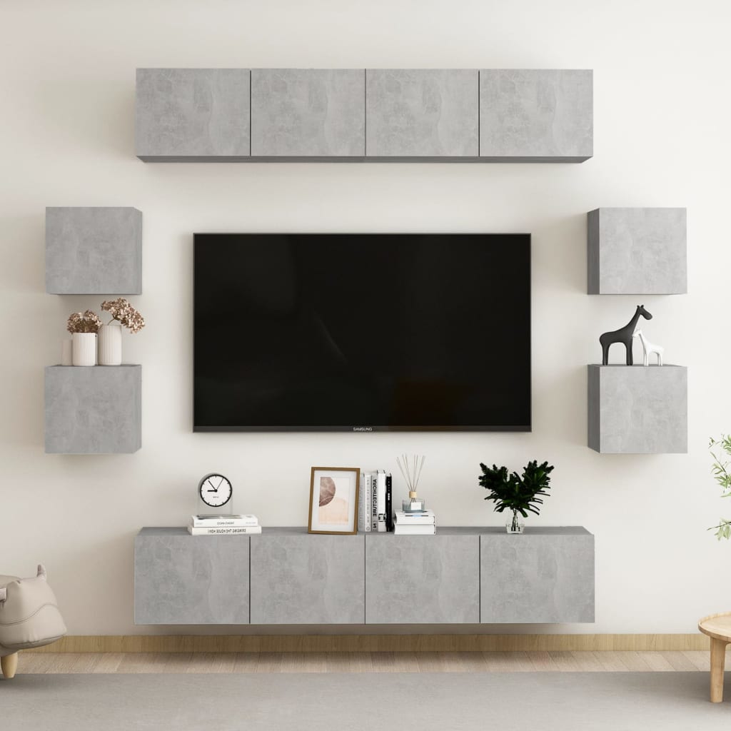 vidaXL 8 pcs conjunto de móveis de TV contraplacado branco