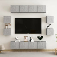 vidaXL 8 pcs conjunto de móveis de TV contraplacado branco