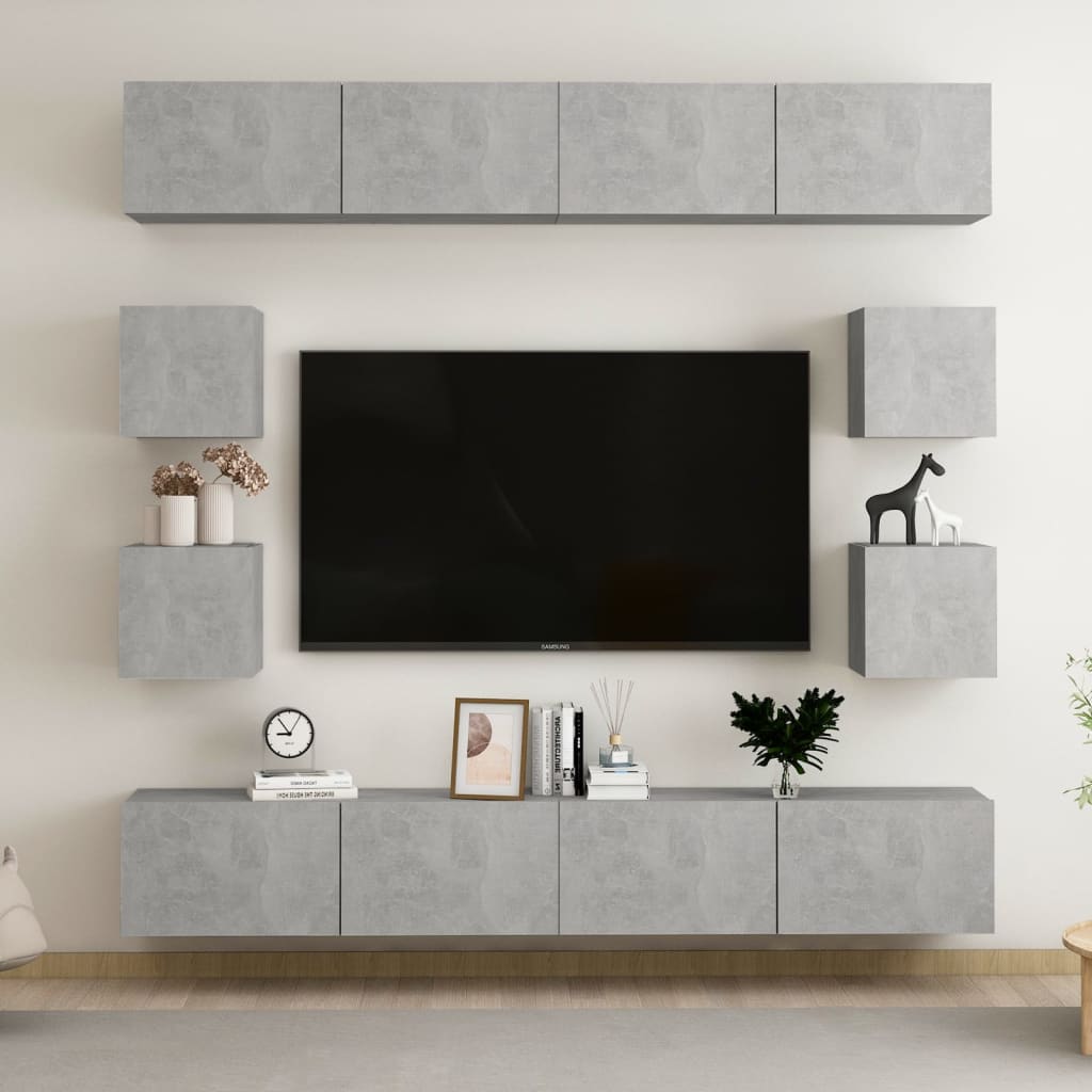 vidaXL 8 pcs conjunto de móveis de TV contraplacado branco