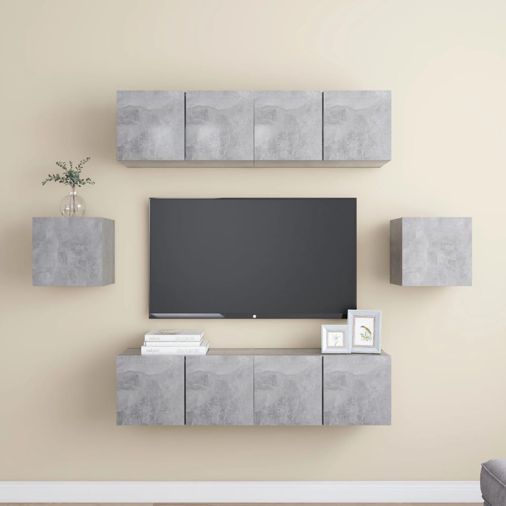 vidaXL 6 pcs conjunto de móveis de TV derivados de madeira branco