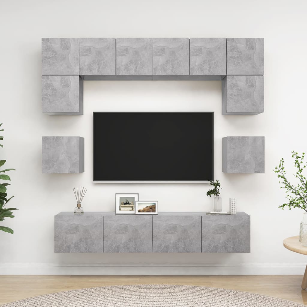vidaXL 8 pcs conjunto de móveis de TV derivados de madeira branco
