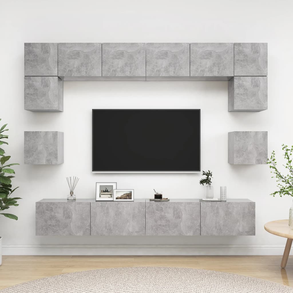 vidaXL 8 pcs conjunto de móveis de TV derivados de madeira branco