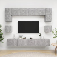 vidaXL 8 pcs conjunto de móveis de TV derivados de madeira branco