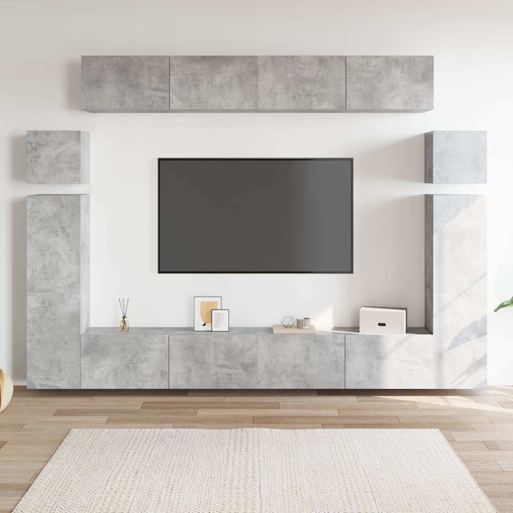 vidaXL 8 pcs conjunto de móveis de TV derivados de madeira branco