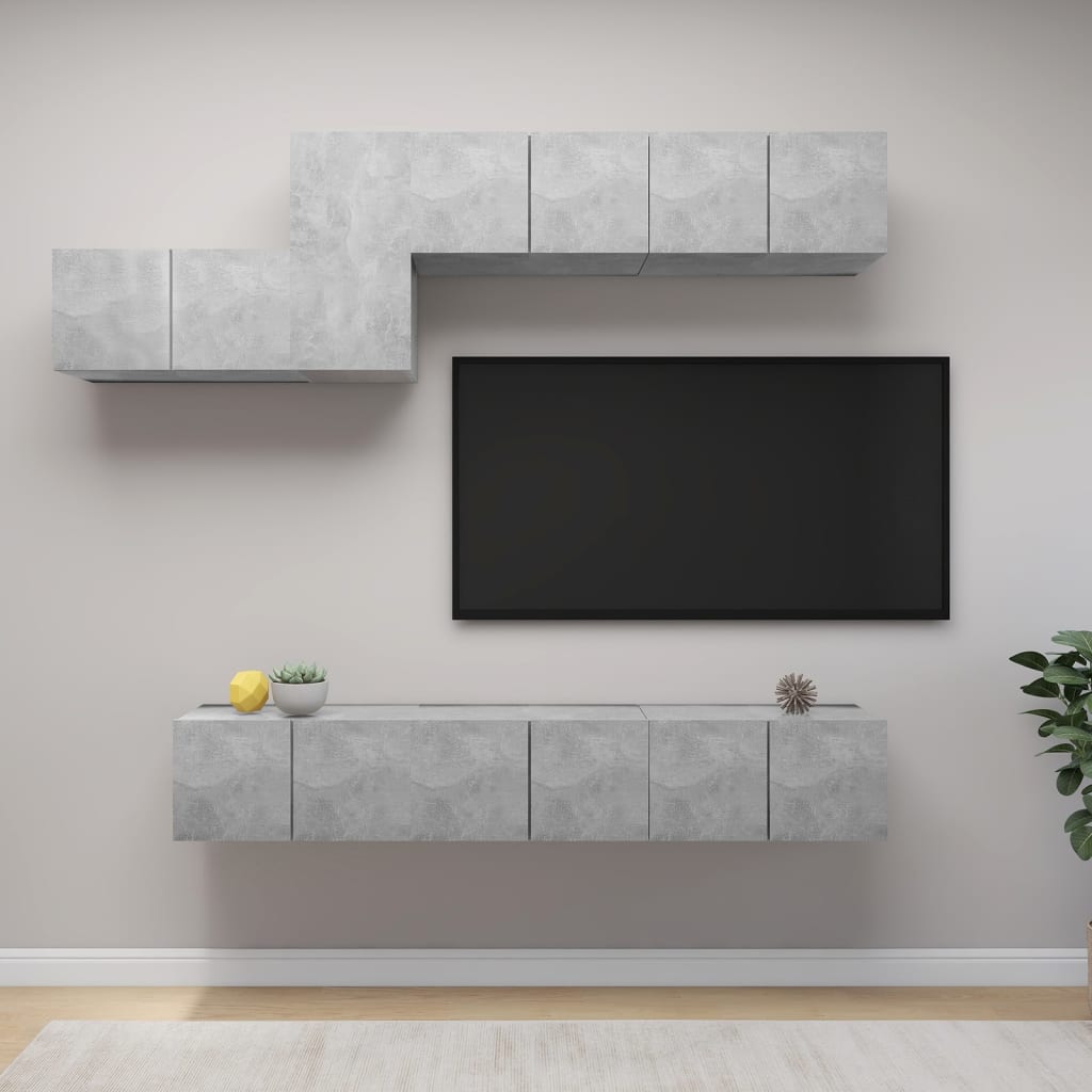 vidaXL 7 pcs conjunto de móveis de TV derivados de madeira branco