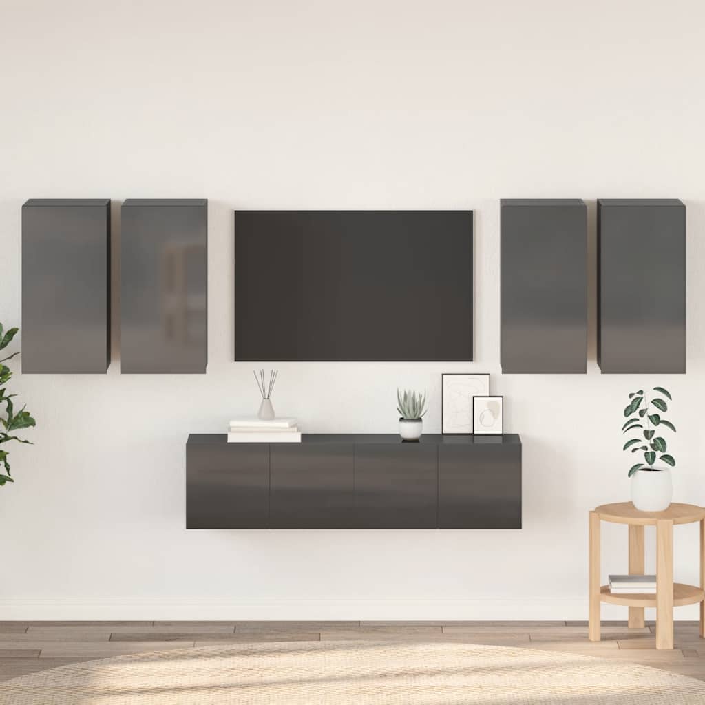 vidaXL 6 pcs conjunto de móveis de TV derivados de madeira branco