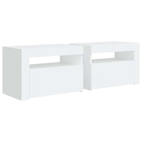 vidaXL Mesas cabeceira c/ luzes LED 2 pcs 60x35x40 cm branco