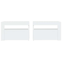 vidaXL Mesas cabeceira c/ luzes LED 2 pcs 60x35x40 cm branco