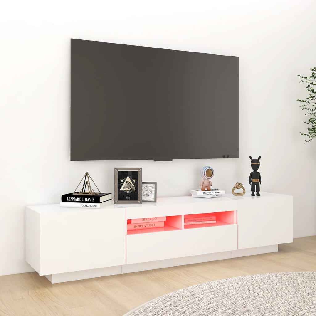 vidaXL Móvel de TV com luzes LED 180x35x40 cm branco