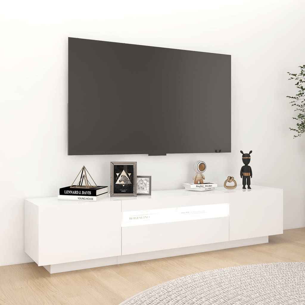 vidaXL Móvel de TV com luzes LED 180x35x40 cm branco