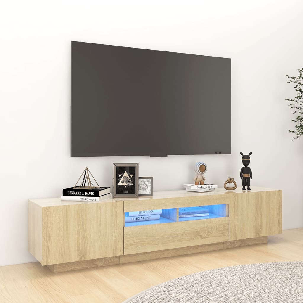 vidaXL Móvel de TV com luzes LED 180x35x40 cm branco