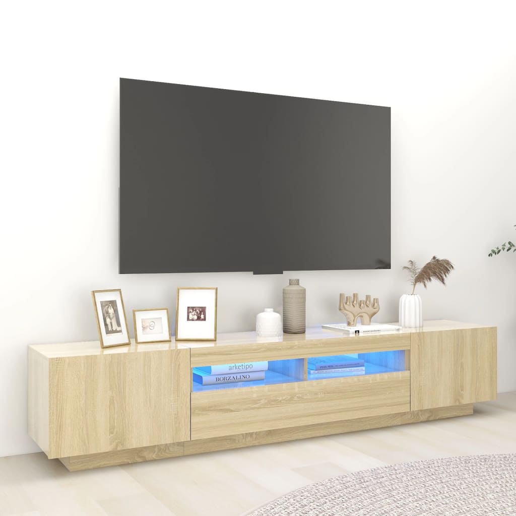 vidaXL Móvel de TV com luzes LED 200x35x40 cm branco