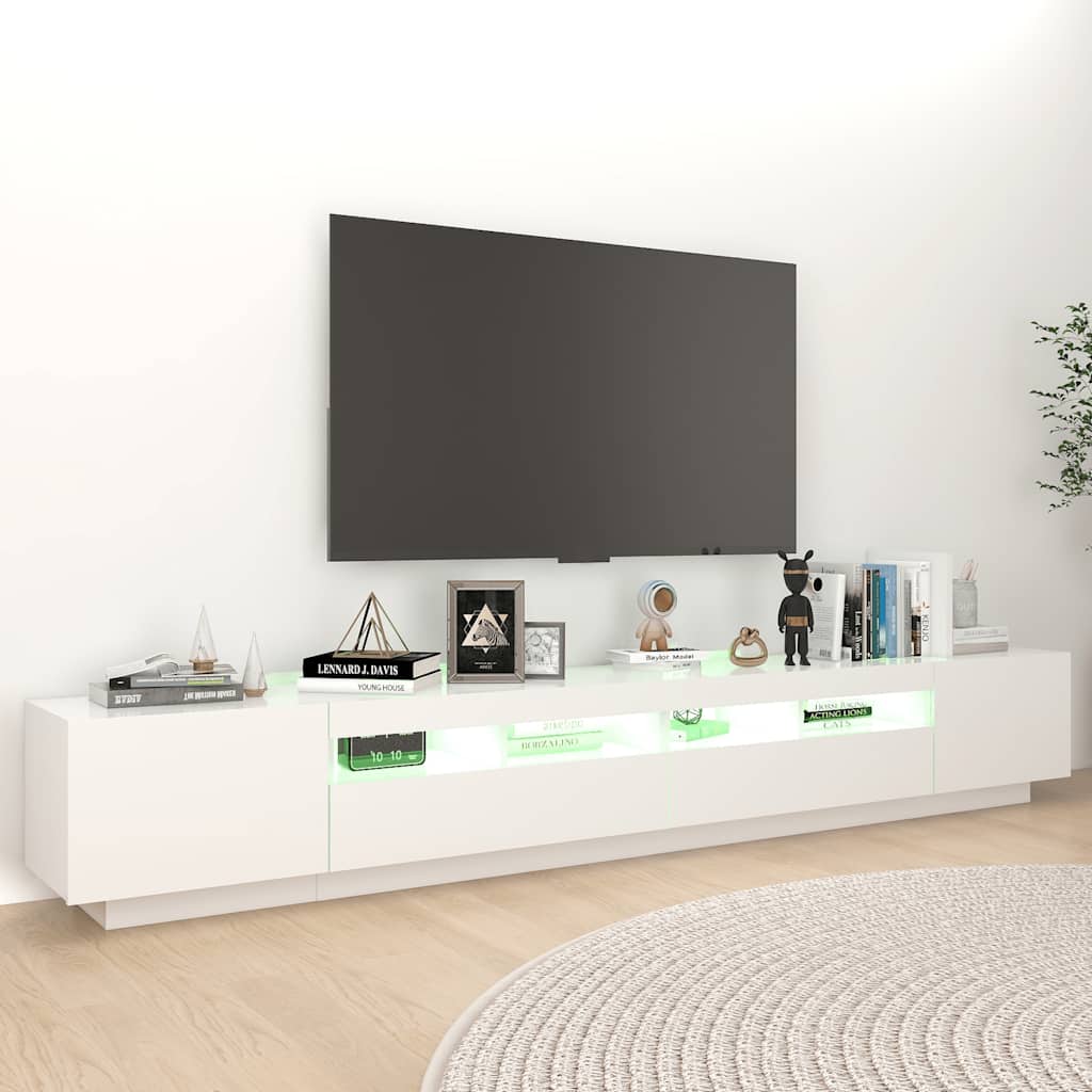 vidaXL Móvel de TV com luzes LED 260x35x40 cm branco
