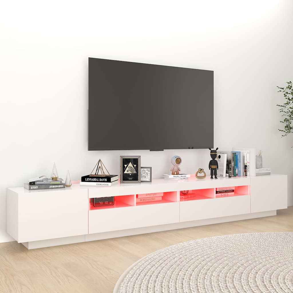 vidaXL Móvel de TV com luzes LED 260x35x40 cm branco