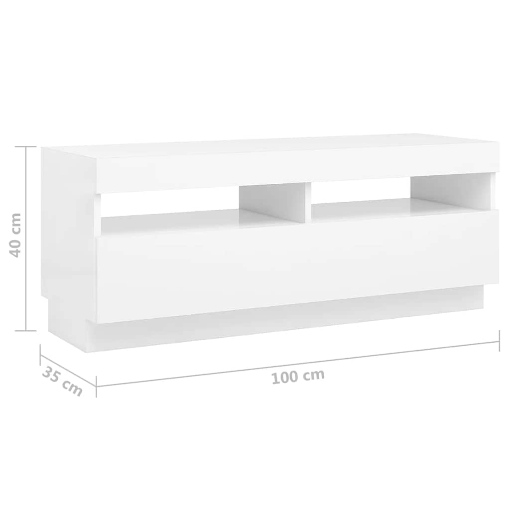 vidaXL Móvel de TV com luzes LED 300x35x40 cm branco