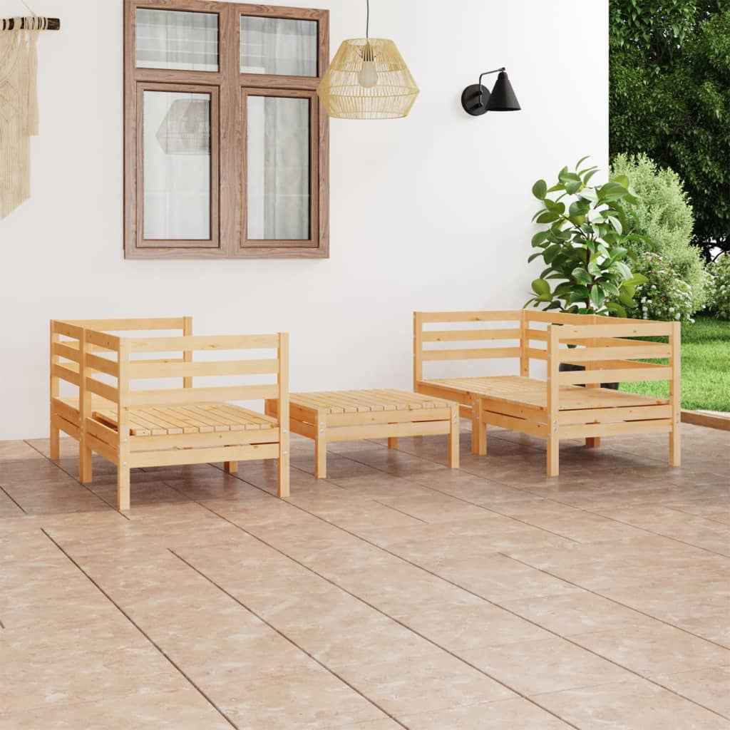 vidaXL 5 pcs conjunto lounge de jardim pinho maciço branco