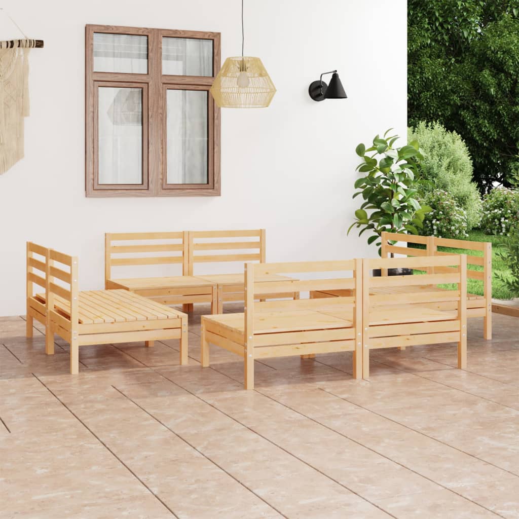 vidaXL 8 pcs conjunto lounge de jardim pinho maciço