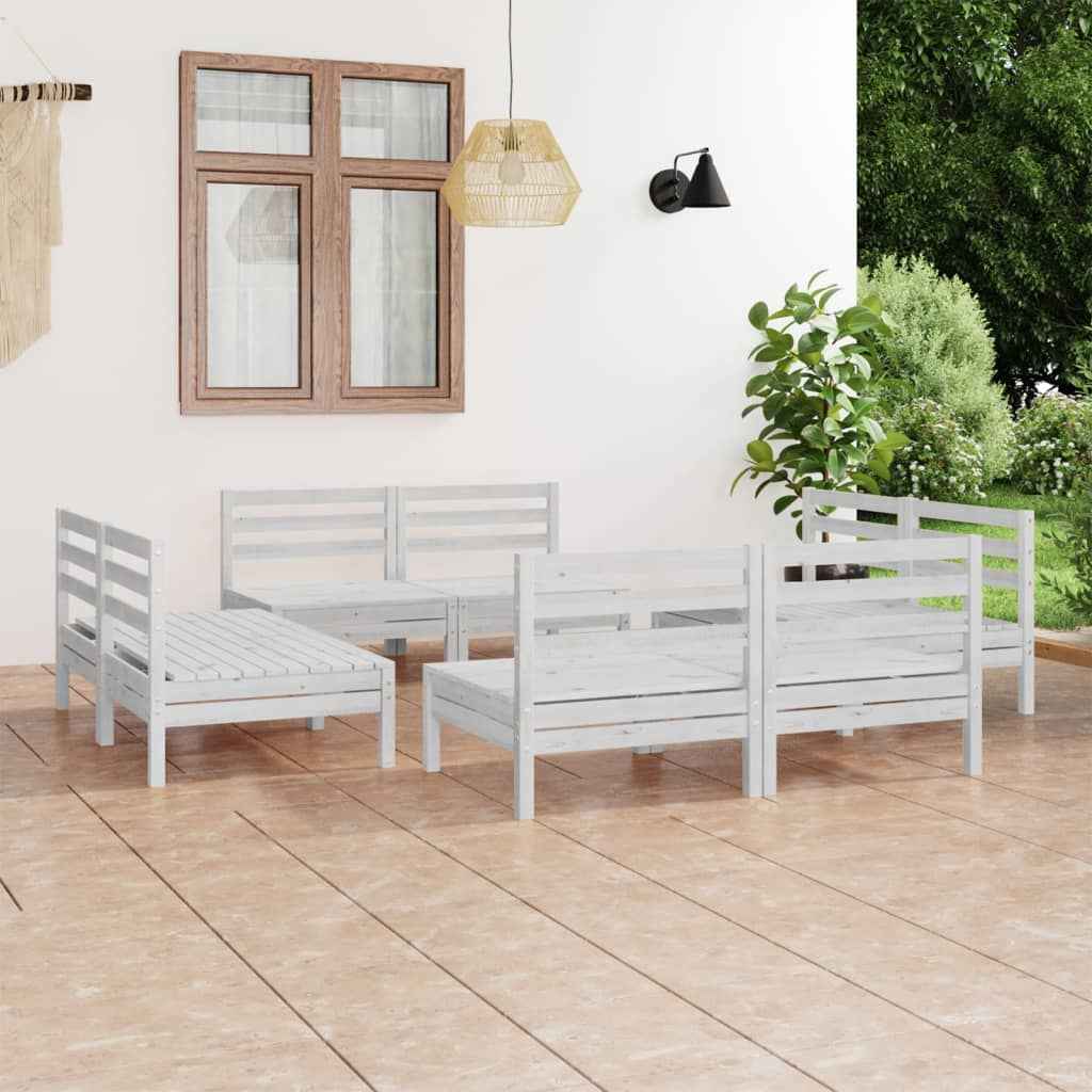 vidaXL 8 pcs conjunto lounge de jardim pinho maciço
