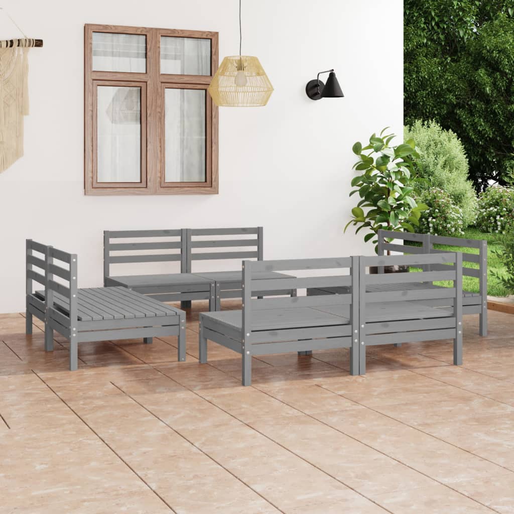 vidaXL 8 pcs conjunto lounge de jardim pinho maciço