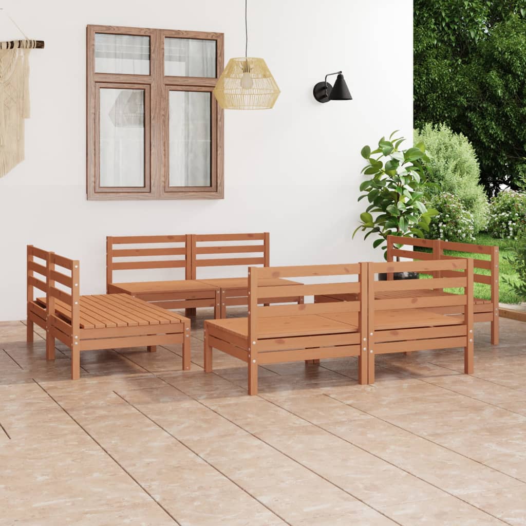 vidaXL 8 pcs conjunto lounge de jardim pinho maciço