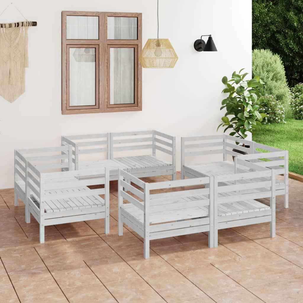 vidaXL 8 pcs conjunto lounge de jardim pinho maciço
