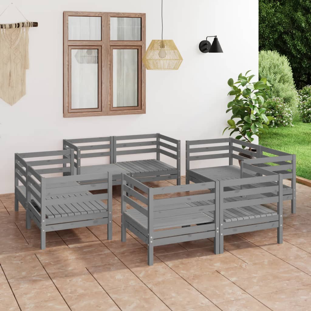 vidaXL 8 pcs conjunto lounge de jardim pinho maciço