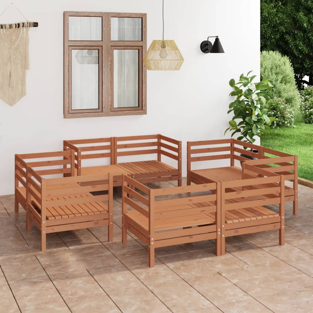 vidaXL 8 pcs conjunto lounge de jardim pinho maciço