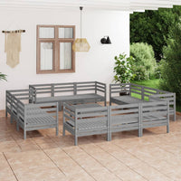 vidaXL 13 pcs conjunto lounge de jardim pinho maciço cinzento