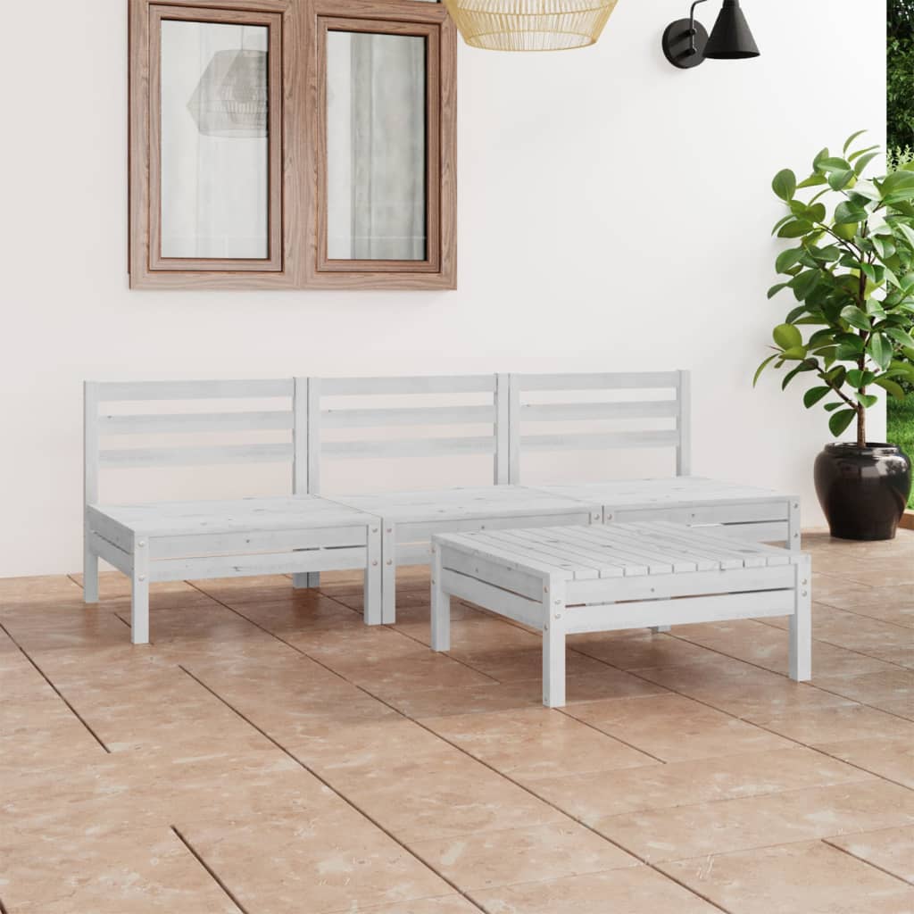vidaXL 4 pcs conjunto lounge de jardim pinho maciço branco