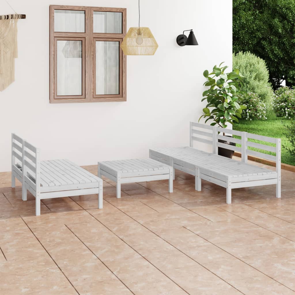 vidaXL 6 pcs conjunto lounge de jardim pinho maciço branco