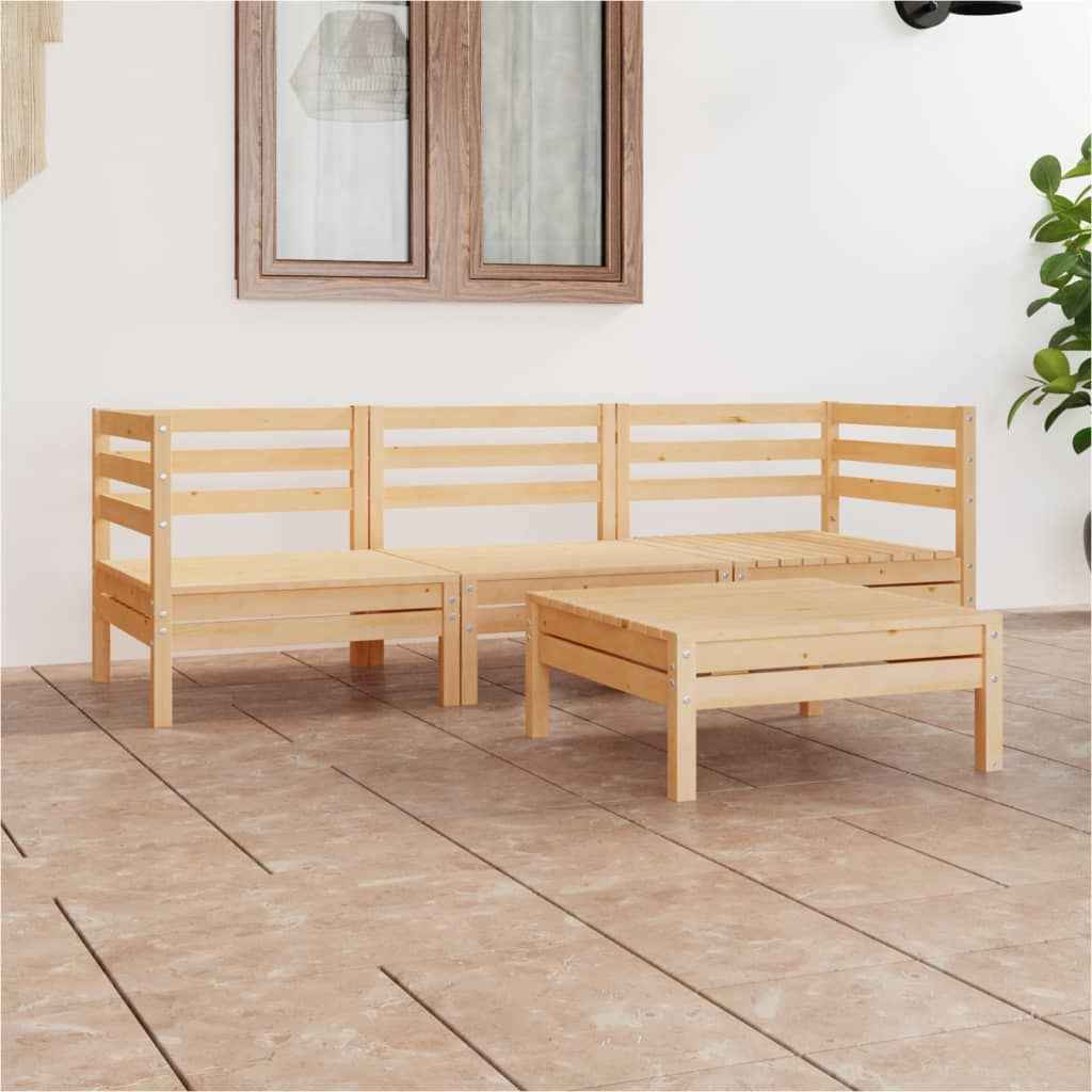 vidaXL 4 pcs conjunto lounge de jardim pinho maciço
