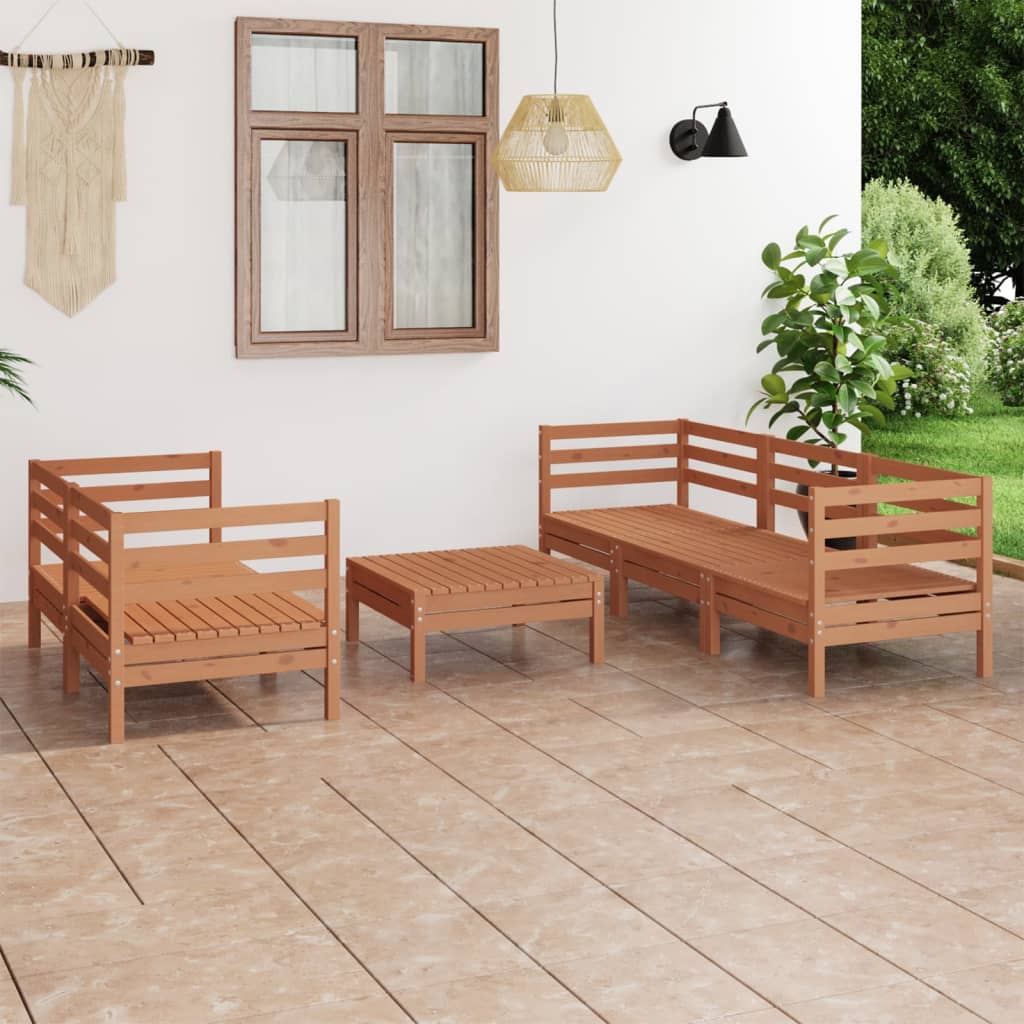 vidaXL 6 pcs conjunto lounge de jardim pinho maciço