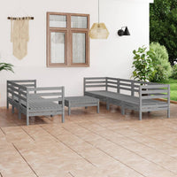 vidaXL 8 pcs conjunto lounge de jardim pinho maciço cinzento